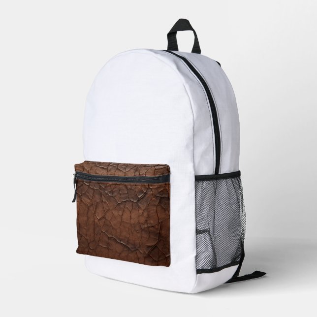 Leather-look Printed Backpack (Back Corner Right)