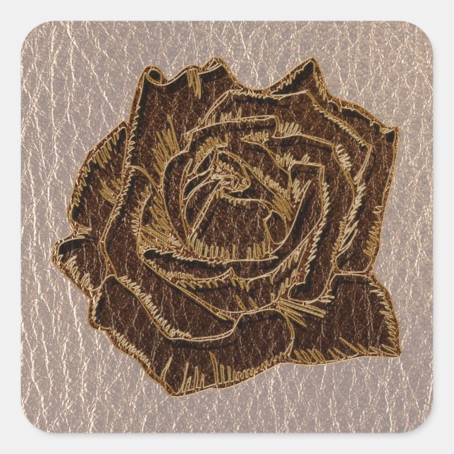 Leather-Look Rose Soft Square Sticker (Front)