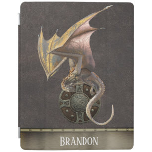 Leather Look Rustic Dragon Ancient Viking Shield iPad Cover