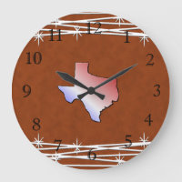Leather Look Texas Clock