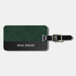 Leather look texture business Dark Green Luggage Tag
