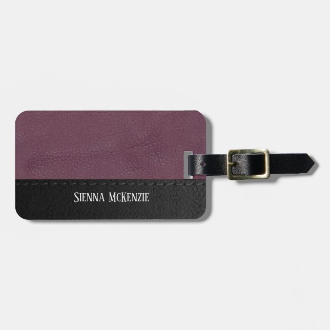 Leather look texture business | Magenta Luggage Tag (Front Horizontal)