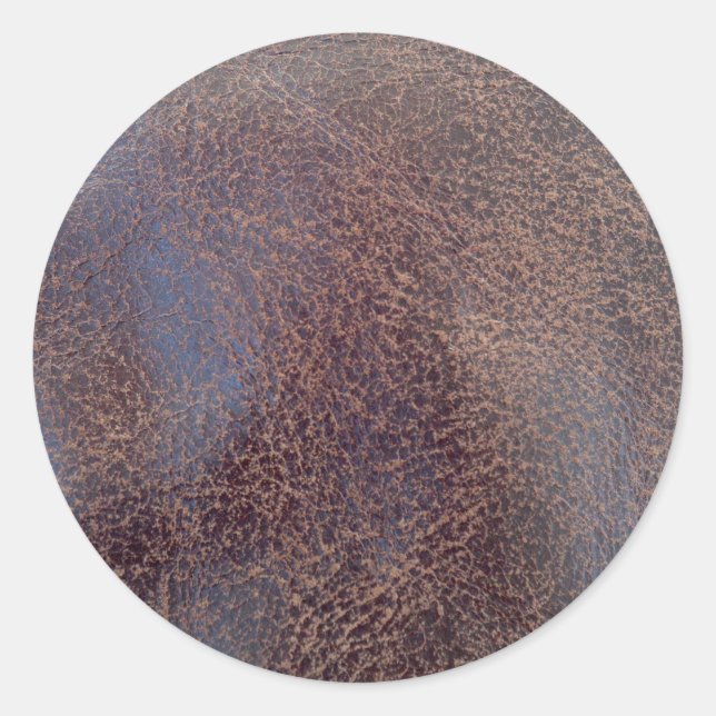 Leather-look texture classic round sticker (Front)