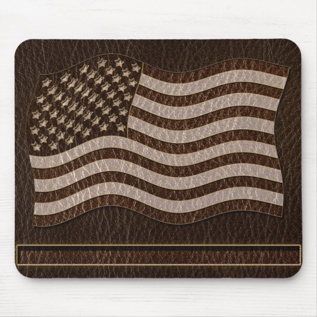 Leather-Look USA Flag Dark Mouse Mat (Front)