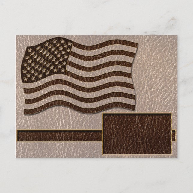 Leather-Look USA Flag Soft Postcard (Front)