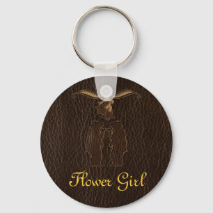 Leather-Look Wedding Dark Key Ring