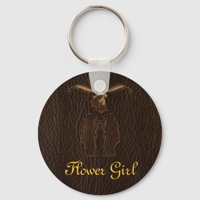 Leather-Look Wedding Dark Key Ring (Front)