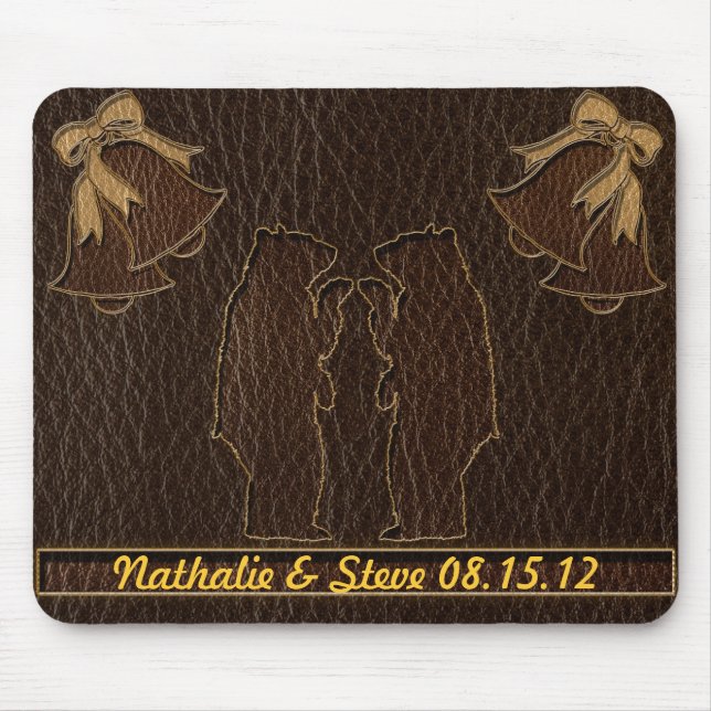 Leather-Look Wedding Dark Mouse Mat (Front)