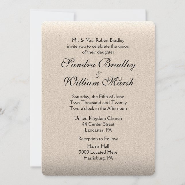 Leather Look Wedding Invitation (Front)