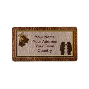 Leather-Look Wedding Label