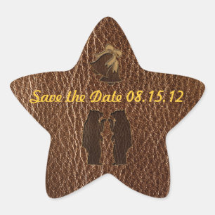 Leather-Look Wedding Star Sticker