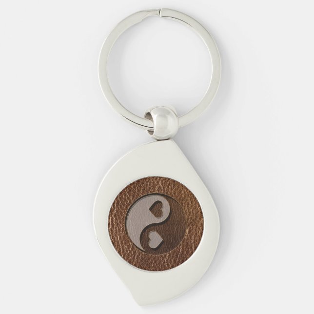 Leather-Look Yin Yang Heart Key Ring (Front)