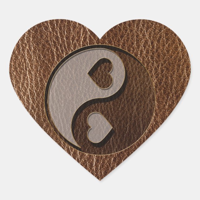 Leather-Look Yin Yang Heart Sticker (Front)