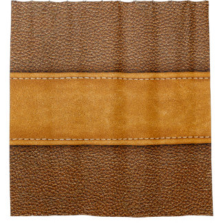 Leather Luxe: Stitched Brown Elegance Shower Curtain
