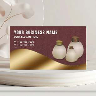 Leather Metallic Gold Aroma Oil Perfume Bottle Business Card