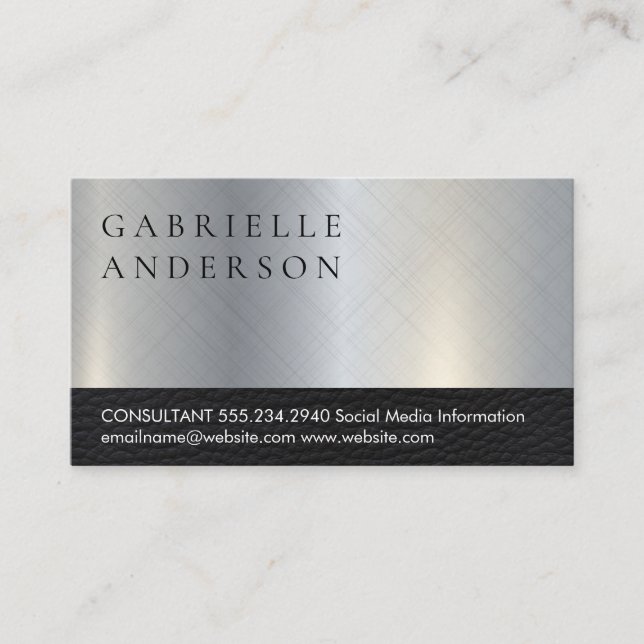 Leather | Metallic Texture Background | Executive Business Card (Front)