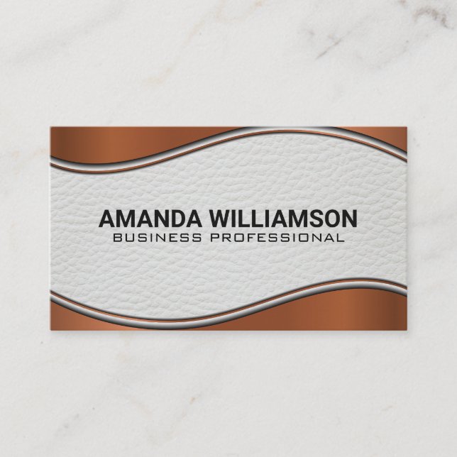 Leather | Metallic Wave Trim Business Card (Front)