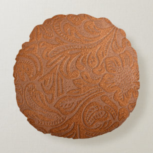 Leather pattern that is faux or fake round cushion