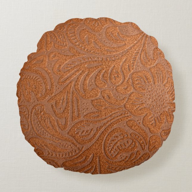 Leather pattern that is faux or fake round cushion (Front)