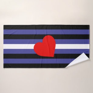 Leather Pride Flag and Heart Bath Towel