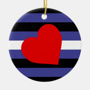 Leather Pride Flag and Heart Ceramic Tree Decoration