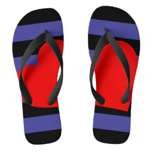 Leather Pride Flag and Heart Flip Flops