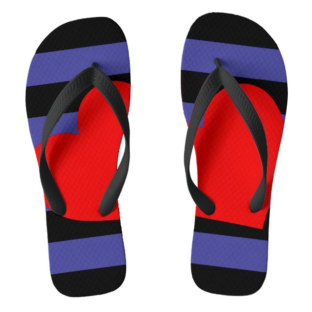 Leather Pride Flag and Heart Flip Flops (Footbed)