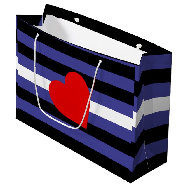Leather Pride Flag and Heart Large Gift Bag (Front Angled)