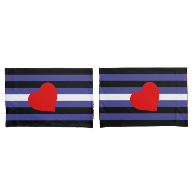 Leather Pride Flag and Heart Pillowcase (Front-Set)