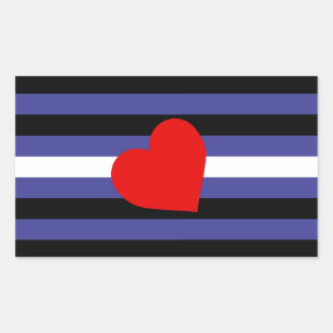 Leather Pride Flag and Heart Rectangular Sticker