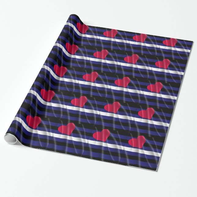 LEATHER PRIDE FLAG WAVY DESIGN -.png Wrapping Paper (Unrolled)