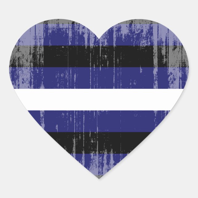 LEATHER PRIDE STRIPES DISTRESSED DESIGN HEART STICKER (Front)