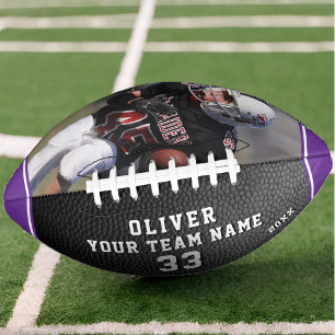 Leather Print Purple Player Name Number Team Photo American Football