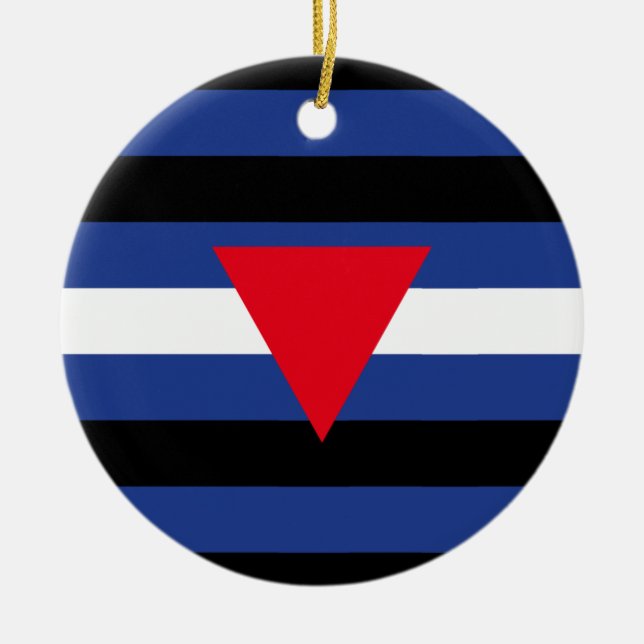 Leather Queer Pride Flag Ceramic Tree Decoration (Front)