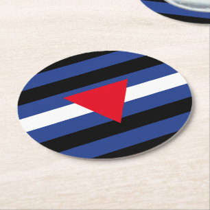 Leather Queer Pride Flag Round Paper Coaster