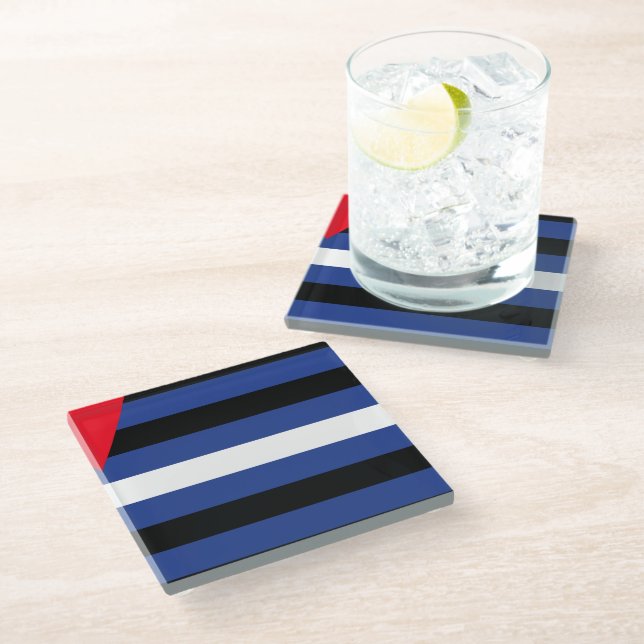 Leather Queer Pride Glass Coaster (Angled)