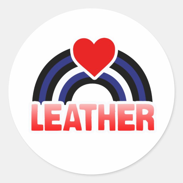 LEATHER RAINBOW FLAG CLASSIC ROUND STICKER (Front)