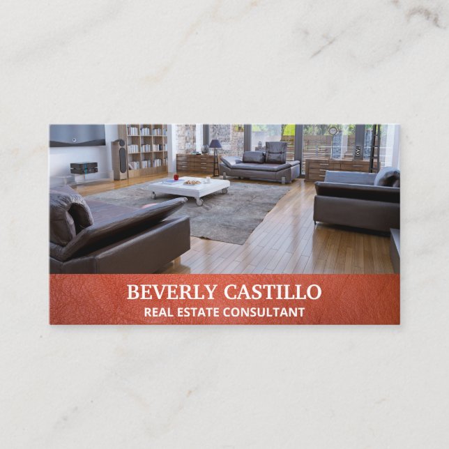 Leather Real Estate | Realtor Agent | Interior Business Card (Front)