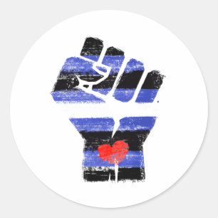LEATHER RESIST FIST CLASSIC ROUND STICKER