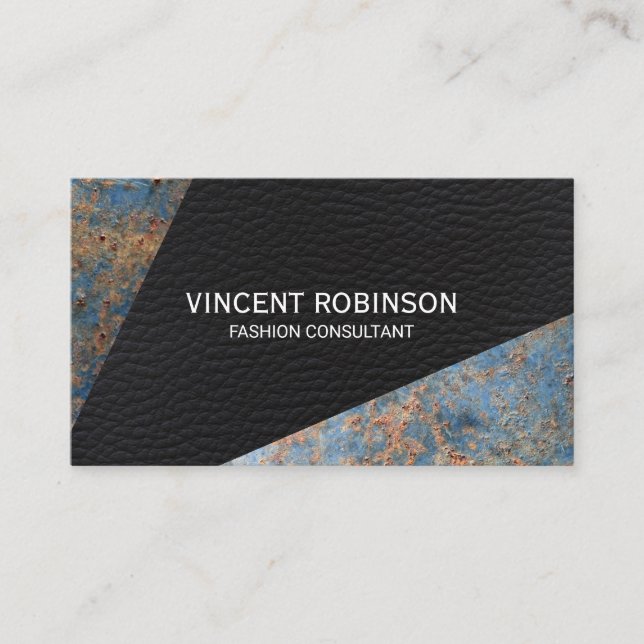 Leather | Rusted Metal Business Card (Front)