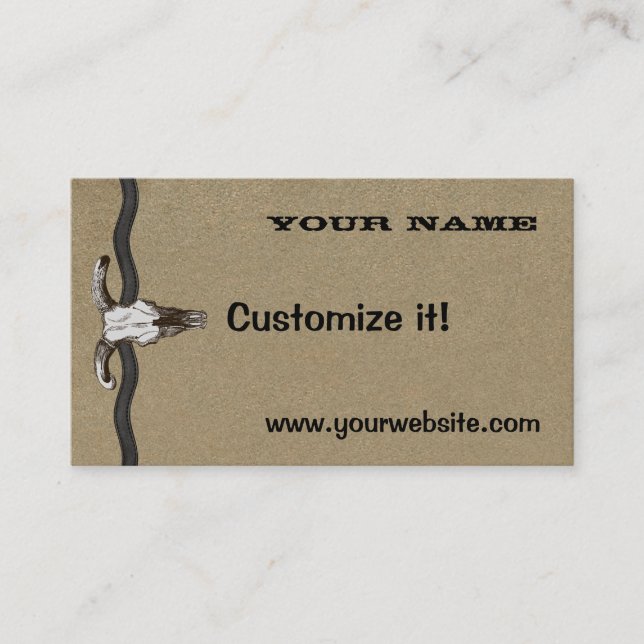 Leather & Skull Western Business Cards (Front)