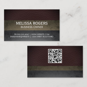 Leather Slate Colour Blocks   QR Code Business Card
