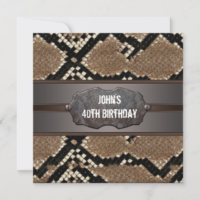 Leather Snake Skin Birthday Party Invitation (Front)