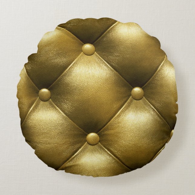 Leather Sofa Elegance: Luxurious Upholstery. Round Cushion (Front)