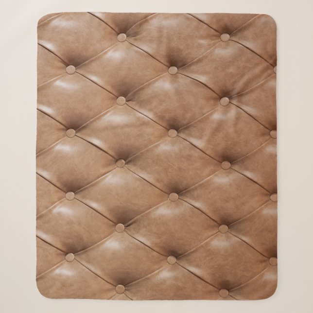 Leather Sofa: Textured Background Sherpa Blanket (Front)
