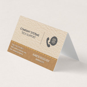 Leather   Stitched Brown Leather Background Business Card