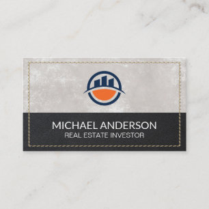 Leather Stitched   Real Estate Buildings Business Card