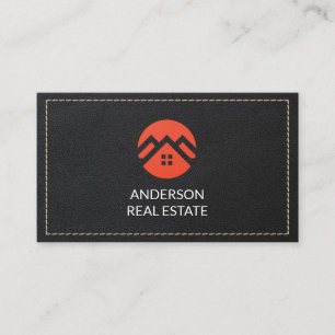 Leather Stitched   Real Estate Business Card