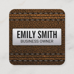 Leather Stitched Square Business Card