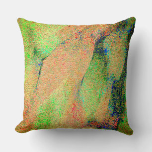 Leather style wrinkled and orange green worn paint cushion